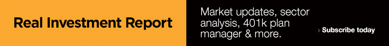 Advertisement to subscribe to the Real Investment Report, a weekly newsletter about market updates, sector analysis, and more.