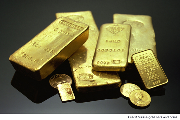 Credit Suisse gold bars and coins